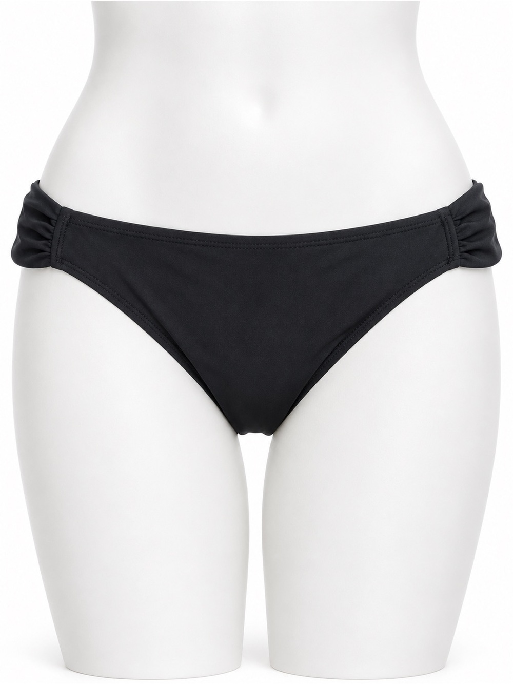 Hula Honey Malibu Black Ruched Side-Tab Hipster Bikini Bottom Size L